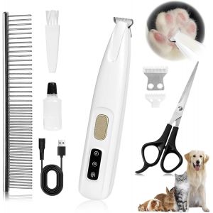 Tondeuse Chien, Tondeuse Chat, Tondeuse Pour Chien Rasoir Pour Chiens Chat Faible Bruit, Rechargeable Par Usb, Led &Eacute;tanche Tondeuse Sans Fil Pour Chiens, Chats, Pattes, Yeux, Oreilles, Visage - Neuf