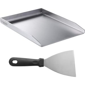 Ulteronixshop-Plancha/Plaque Barbecue Acier Inoxydable 30 X 40 Cm Pour Barbecue &Agrave; Charbon Et &Agrave; Gaz + Spatule - Neuf