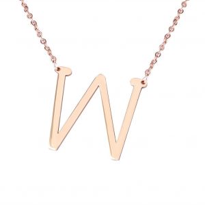 Colliers Tendance En Acier Inoxydable Avec Pendentif En Forme D'alphabet, Or Rose, Taille M - Neuf