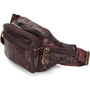 SJZG-Sac Banane En Cuir V&eacute;ritable Pour Homme Femme Avec Ceinture R&eacute;glable, Sac &Agrave; Bandouli&egrave;re, Moderne, Vintage, &Eacute;l&eacute;gant, Une &Eacute;paule Avec 6 Poches Offertes, T. Moro, Taglia Unica - Neuf