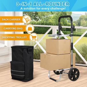 Chariot de course pliable &agrave; 2 Roues Chariot pliable portable en aluminium monte escalier pour charges lourdes 50 litres - Neuf