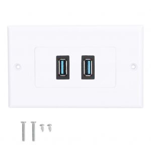 HJLIAN Plaque murale multifonctionnelle avec 2 cables USB 3.0 pour hotel, maison, bureau, immeuble, norme americaine - Neuf