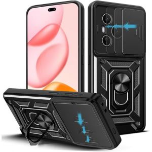 Kal-Coque Pour Honor 400 Pro (6.7""), Protection De La Caméra Étui Avec Lentille Coulissante Couverture Et Support À Bague Pc Dur Et Tpu Silicone Antichoc Anti-Rayures U2013 Noir - Neuf