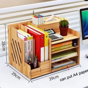 Ecent Organisateur Rangement de bureau Multi-fonctionnels en bois + boîte à serviettes + Porte-stylo , document Pour Bureau Maison - Neuf