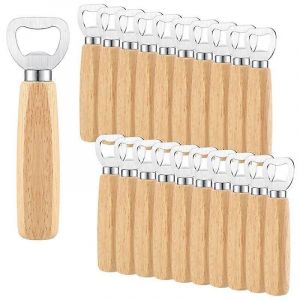 20 Pcs D&eacute;capsuleur En Acier Inoxydable Barman Ouvre-Bi&egrave;re En Bois - Neuf