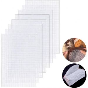Jexnovashop-8 Feuilles De Toile En Maille Plastique 32 * 21cm Canevas Plastique Broderie Maille Trous 2.5mm Toile De Maille Pour Sac Bricolage Artisanat Broderie Point De Croix Tapisserie Coaster(Bla - Neuf