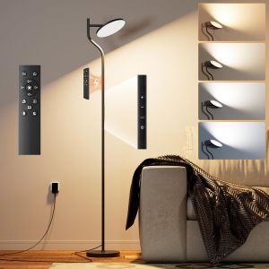 JEXNOVASHOP-Lampadaire LED Salon Dimmable - 36W Lampe Sur Pied avec 4 Couleurs Variation Continue Lampadaire LED Moderne avec T&eacute;l&eacute;commande et Commande Tactile pour Salon Chambre et Bureau - Neuf