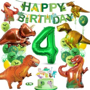 Senior-Decoration Anniversaire Dinosaure 4 Ans, D&eacute;coration Anniversaire Dinosaure Garcon 4 Ans, Anniversaire Enfant Garcon Fete Anniversaire Deco Jungle Dino Ballon[L586] - Neuf