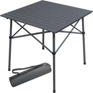 Ulteronixshop-Table de camping pliante carr&eacute;e en aluminium 70 x 70 cm avec dessus enroulable pour 4 personnes avec sac de transport pour pique-nique, camping, jardin, barbecue - Neuf