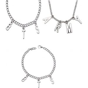 Kal-3 Pièces Kpop Bijoux Unisexe, Collier Alphabétique, Lettre Collier, Bts Alliage Collier Lettre Pour Femmes, Filles, Hommes, Fêtes, Carnavals, Festivals (Argent) - Neuf