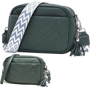 RFCBC-Sac Bandoulière Femme Petit Sac A Main Femme Bandouliere Cuir Avec 3 Compartiments Zippés Sacs avec 2 Sangle Réglable et Amovible Cac à Main-Noir - Neuf