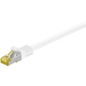 ERYI-92665 Câble Lan 5 Mètres Double Blindage S-Ftp - Câble Réseau Cat 7 Câble 5M - Câble Lan Cat 7 Avec 10 Gigabit - Connecteur Rj45 - Blanc - Neuf
