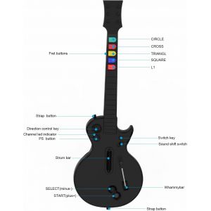 Manette Guitar Hero Pour Pc Et Ps3,Guitare Sans Fil Pour Jeux Guitar Hero 3/4/5 Et Rock Band 1/2,Guitare Guitar Hero Contrôleur Avec Sangle De Guitare (Ten Keys/Black) - Neuf