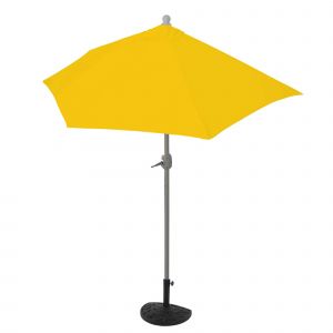 Parasol Demi-Rond 270 Cm Jaune Uv 50+ Avec Pied Inclus Pour Balcon Et Terrasse 04_0010353 - Neuf