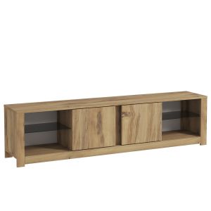 Meuble TV en bois "Aydos" 180 x 35 x 45 cm - Ch&ecirc;ne - Neuf