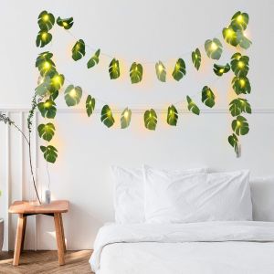KAL-Guirlande Lumineuse À Led En Forme De Feuille - 3 M - Décoration Hawaïenne - Décoration Intérieure Et Extérieure - Pour Mariage (Guirlande Lumineuse En Forme De Feuille De Monstera) - Neuf