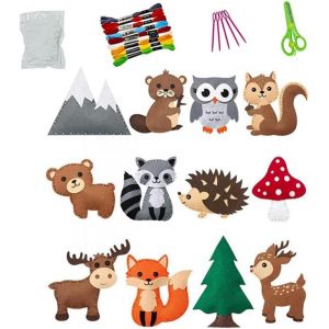 KALANKA-Kit de Couture Enfant, 12 Pcs Kits de Couture en Feutre de Animal, Kit de Couture Enfant, Jouets de Couture de Poupées DIY, Éducatif Jouets à Coudre Pour Débutants (poupée animal) - Neuf