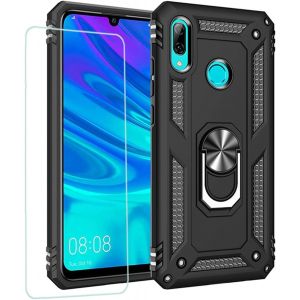 Kal-Kompatibel Für Coque Huawei P Smart 2019,Etui + Film De Verre Trempé Magnétique Support Armure Robuste Antichoc Silicone Tpu 360 Degré Cas De Téléphone De Voiture Bumper-Noir - Neuf