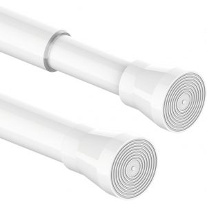 Tringle de douche r&eacute;glable en acier inoxydable sans per&ccedil;age-Pour armoire,salle de bain,balcon,rideau de douche (72-145 cm,blanc) - Neuf