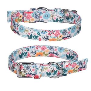 Collier Pour Chien À Motif Floral Printanier Avec Sac Fourre-Tout Assorti ¿ Élégant Et Écologique Pour Les Amoureux Des Animaux, Convient Aux Tours De Cou De 14,5 À 20 Pouces. - Neuf