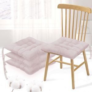 Yemaesre-4 Coussins De Cha Avec Rubans,40 X 40cm Coussin D'ass Rembourré,Confortables Galette De Cha Interieur Avec Attaches Pour Cha De Bureau,Jardin,Balcon,Intérieur Et Extérieur (Rose Gris) - Neuf