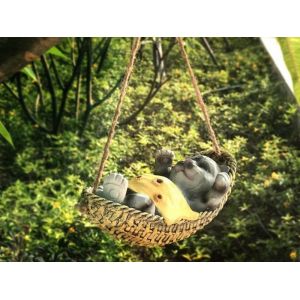 Statue de chat suspendue en r&eacute;sine pour d&eacute;coration int&eacute;rieure et ext&eacute;rieure - Figurine d&eacute;corative de jardin - Neuf