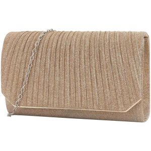 Sac &agrave; Main Femme Pochette Enveloppe Pliss&eacute;e &agrave; Paillettes avec Cha&icirc;ne Amovible Sac de Soir&eacute;e &Eacute;l&eacute;gant pour Mariage F&ecirc;te et C&eacute;r&eacute;monie - Neuf