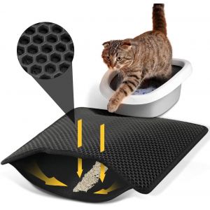 Shiliu-Tapis De Litière Chat 58x42cm, Double Couche Nid D'abeille, Imperméable Et Lavable, Antidérapant, Résistant À L'urin Tapis D[ - Neuf