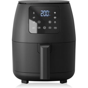 Mini Friteuse &Agrave; Air Num&eacute;rique - Sans Huile - 6 Programmes De Cuisson - Rev&ecirc;tement Antiadh&eacute;sif - Thermostat R&eacute;glable - 2L - 1500W - Fr-9015, Noire - Neuf