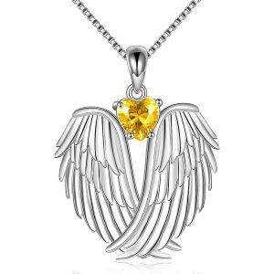 Ailes D¿Ange Collier En Argent Sterling 925 Ange Gardien Ailes Pendentif Collier De Pierre De Naissance Pour Les Femmes Bijoux Cadeaux - Neuf