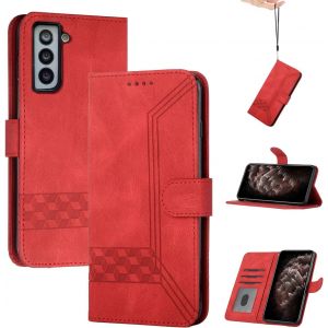 Kal-Store Handyhülle Für Samsung Galaxy S21/S30,Tpu Klapphülle Schutzhülle Für,Lederhülle Mit Standfunktion Und Kartenfach-Rot - Neuf