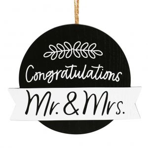 Hjlian Panneau De Bienvenue Pour Porte D'entree Rond M. Mme. Panneau En Bois Felicitations Panneau Suspendu Pour Fete D'anniversaire De Mariage - Neuf