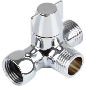 Vanne de dérivation 3 voies en laiton massif, vanne de dérivation 3 voies pour douche, adaptateur en T G1/2"", pour douche, douchette et bras de douche à inverseur - Neuf