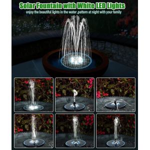 Fontaine Solaire Pompe, Solaire Flottant Ext&eacute;rieur Fontaine 3.5W Pompe Bassin Solaire avec 8 Buses pour Bain d'oiseaux Aquarium &Eacute;tang Piscine Patio Jardin Fontaine D&eacute;coration de Jardin - Neuf