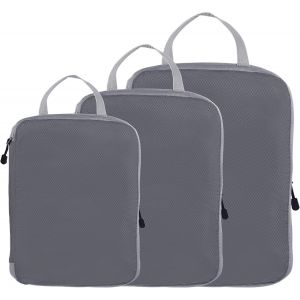 3Set Compression Emballage Cube Pour Voyage &Eacute;tanche Bagages Organisateur Gris - Neuf