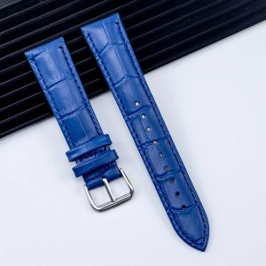 Typi-Bracelets De Montre En Cuir Véritable 12/14/16/18/20/22/24mm,Boucle Ardillon En Acier,Ceinture De Poignet De Haute Qualité|Bleu|12mm - Neuf
