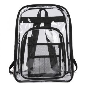 VITATA Sac &agrave; dos &eacute;tudiant imperm&eacute;able en PVC transparent et tendance-Noir - Neuf