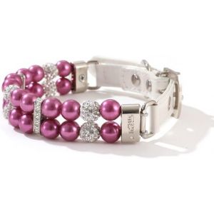 Collier Pour Chien Avec Strass - En Cuir Et Perles Pour Chihuahua, Animal Domestique - D&eacute;coration De No&euml;l Pour Chiots Et Chats (L 1,5 X 37) - Neuf