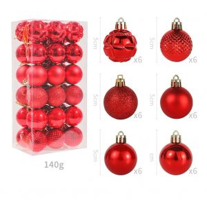 36Pcs 5cm Boules de No&euml;l,rouge Incassable Arbre de No&euml;l Boules de D&eacute;corations, No&euml;l D&eacute;coratif Suspendu Babiole Pendentif D&eacute;corations pour la Maison du Parti de Mariage de Vacances D&eacute;corations d'Arbr - Neuf