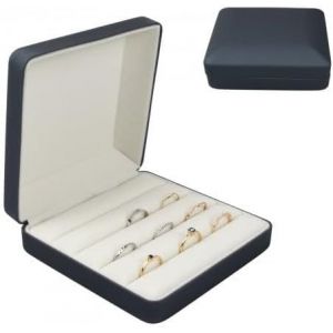 Boîte De Rangement Pour Bagues À Bijoux, Bleu Boîte Organisateur De Bagues À Bijoux, Cuir Pu Velours Boîte De Présentation De Bagues, Étui À Bijoux De Voyage Pour Femmes Filles Plusieurs Bagues - Neuf