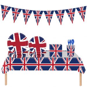 XYONG Guirlande triangulaire Union Jack, 25 pieces, drapeaux britanniques, 70e anniversaire, drapeau de l'Angleterre, pour le jubile de platine de la reine, decoration de pub, fete royale - Neuf