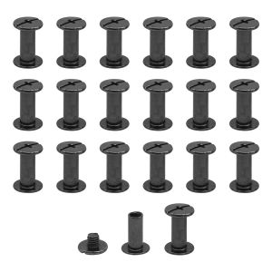 Lot de 20 vis Chicago M5x12mm Chicago Vis de reliure Chicago Rivet à clous en métal Vis Chicago à tête cruciforme pour ceinture en cuir Bricolage Livre de scrapbooking-noir brillant - Neuf