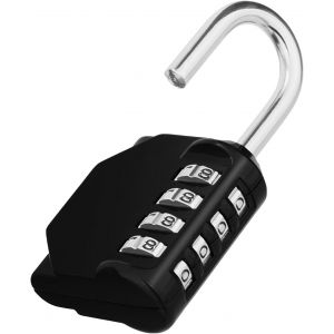 Cadenas à code extérieur (noir), cadenas à code pour casier, cadenas à 4 chiffres pour salle de sport, vestiaire, université, garde-robe d'école, jeu d'évasion, abri de jardin extérieur - Neuf