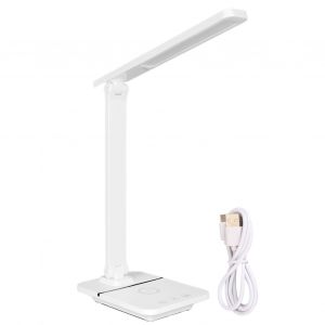 Lampe de bureau LED 3 modes d'eclairage, commande tactile, protection des yeux, lampe de table, charge sans fil 15 W - Neuf