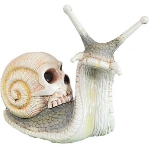 Statue crâne escargot Halloween Jardin Ornements Crâne Sculpture Gothique Créative Résine Artisanat Figurine décorative Escargot Halloween Crâne Escargot Statue (bleu ciel) - Neuf