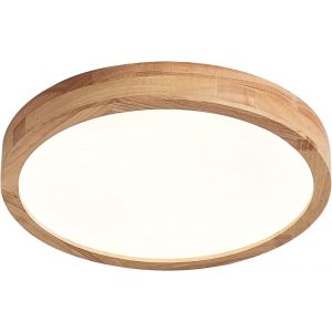 Plafonnier Led En Bois, 20 W, Blanc Chaud, 3000 K, 1600 Lm, Plafonnier Rond En Bois &Oslash; 30 Cm, Pour Salon, Cuisine, Salle &Agrave; Manger, Couloir, Maison, Bureau, Chambre D'enfant - Neuf