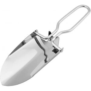 Mini pelle de jardin pliable en acier inoxydable argent&eacute;, id&eacute;ale pour le camping et le travail &agrave; deux mains. M&eacute;tal antirouille, portable (argent&eacute;) (1 pi&egrave;ce) - Neuf