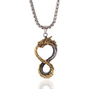 Kal-Pendentif Dragon Infini, Collier Dragon Nordique Ouroboros Pour Hommes, Collier Gothique Dragon Ouroboros Manger Bijoux D'animaux Dragon Queue, Collier Pendentif Amulette Dragon Infini Pour Gar&ccedil;o - Neuf