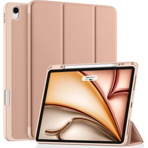 Coque iPad Air 13 Pouces M3/M2 (2025/2024) avec Porte-Stylet, Housse Fine &agrave; Support Protectrice, Visionnage &agrave; Plusieurs Angles, R&eacute;veil/&Eacute;teignement Automatique, Rose Clair - Neuf