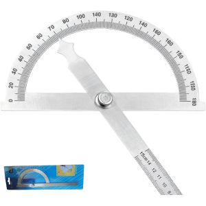 KALANKA-Rapporteur d'Angle en Acier Inoxydable 0-180&deg;, Goniom&egrave;tre de Pr&eacute;cision avec Vis de Blocage, R&egrave;gle 150 mm pour Menuiserie et Bricolage (Multi-Usage) - Neuf